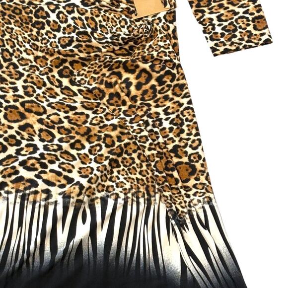 Frank Lyman Design Animal Print Dress - Long Sleeve Midi - Sixe 8 - Picture 11 of 16